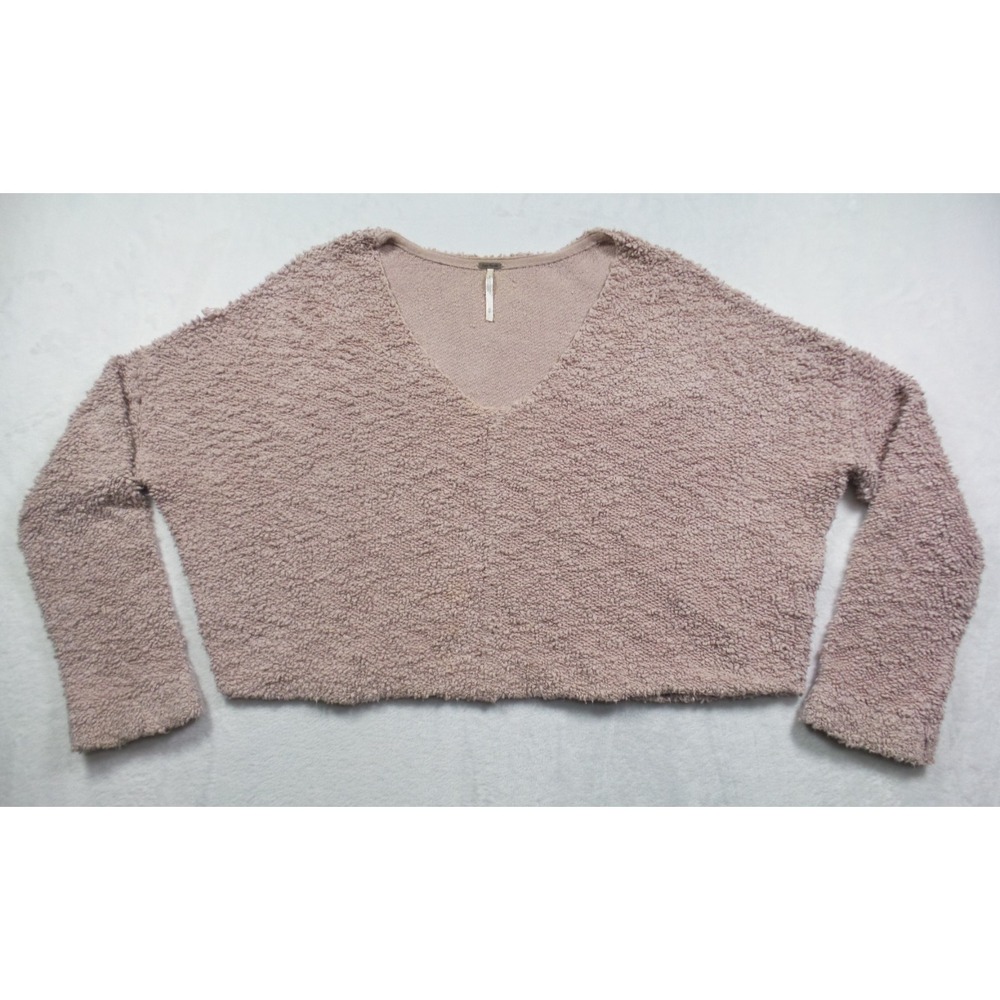 Free People Sweater Womens Size Medium Pink Popcorn Pullover Cropped Comfort